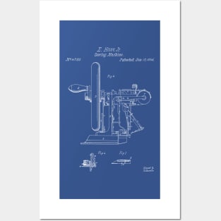 Sewing Machine Patent - Seamstress Craft Sewing Room Art - Blueprint Posters and Art
